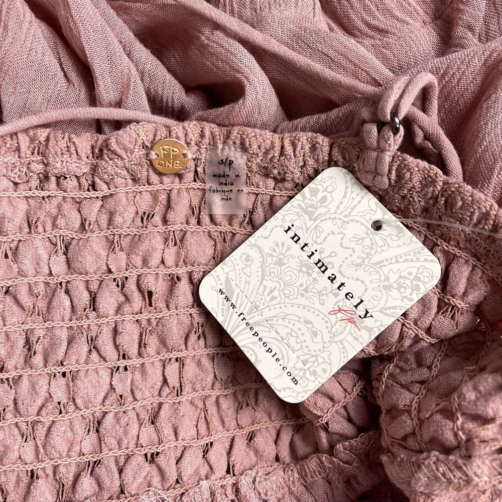 SOLD NWT Free People Adella Mini Slip Dress Tiered Lace Ruffled Rose Boho Small - Picture 5 of 10